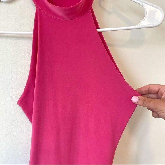 NWOT SOLD OUT Nasty Gal Open Back Halter Bodysuit in Hot Pink Size 2 - Picture 6 of 8